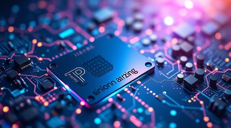 Abstrakcyjna wizja krzemu i sieci neuronowych symbolizuje ukryty potencjał TPU Alphabetu w AI.