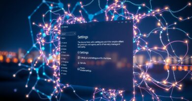 Świecąca sieć neuronowa w ustawieniach Windows symbolizuje integrację AI ("Mu"), rewolucjonizującą interakcję z systemem.