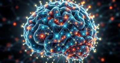 Abstrakcyjny mózg fraktalny z siecią węzłów, symbolizujący algorytmy, uczenie maszynowe, proto-rozumowanie i przyszłość AI.