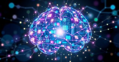 Abstrakcyjna grafika: cyfrowy mózg z kodu, symbolizujący AnyCoder i łatwe tworzenie web aplikacji z AI.