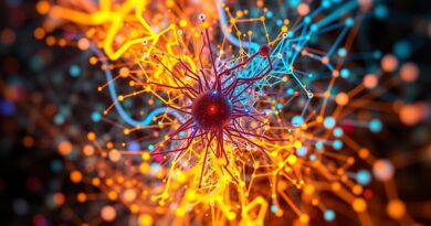 Abstrakcyjna mozaika sieci neuronowych zbiegająca się w świetlistym rdzeniu, symbolizująca model Chimera DeepSeek R1T2.