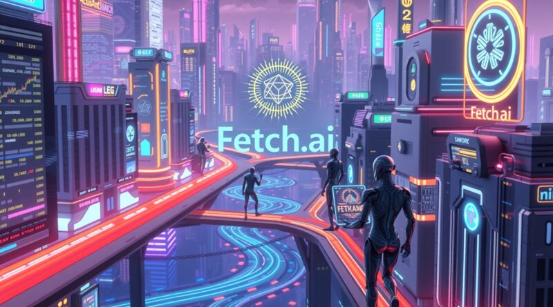 Futurystyczna metropolia, token FET i autonomiczne agenty AI Fetch.ai w kontekście skupu tokenów.