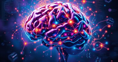 Surrealistyczna sieć neuronowa AI: uporządkowane ścieżki i chaotyczne zaułki symbolizują pułapki nadmiernego myślenia.