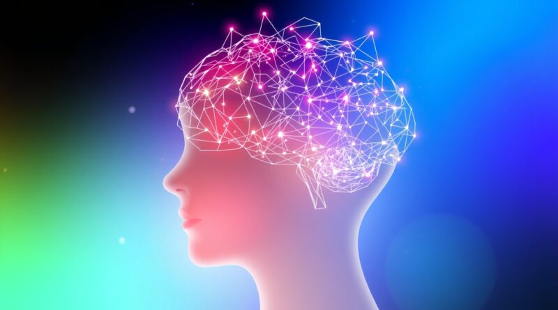 Mózg z wiadomości e-mail, symbol AI, umieszczony na szkicu głowy, promujący przejęcie Superhuman przez Grammarly.