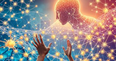 Neuronowa sieć symbolizuje połączenie AI i ludzkiej interakcji w walce z dezinformacją na platformie X.