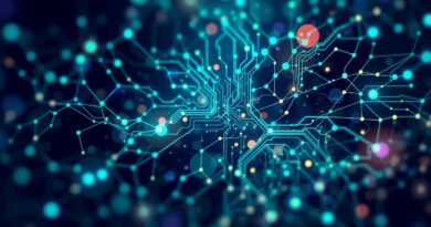 Abstrakcyjna sieć neuronowa w odcieniach błękitu, zieleni i fioletu, symbolizująca inżynierię kontekstu w AI.