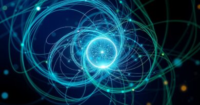 Abstrakcyjna, cyfrowa sieć zbiegająca się w świetlistym punkcie. AI-powered procurement, innowacja, optymalizacja finansowa.