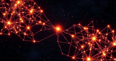 Połączone sieci neuronowe rozwiązują równania, tworząc geometryczne wzory na kosmicznym tle. Innowacyjna, otwarta współpraca AI w matematyce.