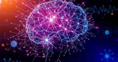 Abstrakcyjna wizja neuronowej sieci w ludzkim umyśle, symbolizująca sztuczną inteligencję i poznawcze możliwości.