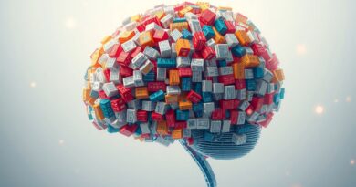 Cyfrowy mózg spleciony z tekstu angielskiego i chińskiego w barwach symbolizujących odmienne perspektywy kulturowe.