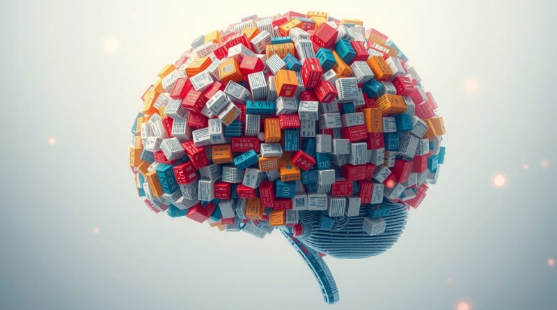 Cyfrowy mózg spleciony z tekstu angielskiego i chińskiego w barwach symbolizujących odmienne perspektywy kulturowe.