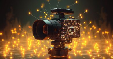 Fuzja kamery w neuralną sieć, otoczona światłem i G-bufferami, ilustrująca edycję scen 3D z wideo.