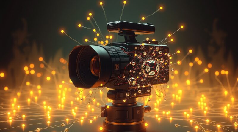 Fuzja kamery w neuralną sieć, otoczona światłem i G-bufferami, ilustrująca edycję scen 3D z wideo.