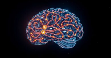 Cyfrowy mózg z świecących obwodów, symbolizujący zaawansowane rozumowanie i sztuczną inteligencję OpenReasoning-Nemotron od NVIDIA.