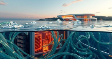 Futurystyczne centrum danych w Sines, Portugalia, zasilane oceanicznym chłodzeniem i energią odnawialną.