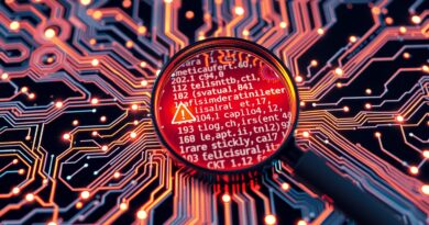 Płytka drukowana z siecią neuronową, lupa na błąd w kodzie. Koncepcja PlayerZero, walka z błędami AI.