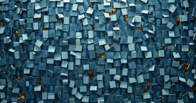 Pofragmentowana mozaika cyfrowego tłumu oznaczona danymi; chłodne barwy, przebłyski złota symbolizują utracony potencjał.