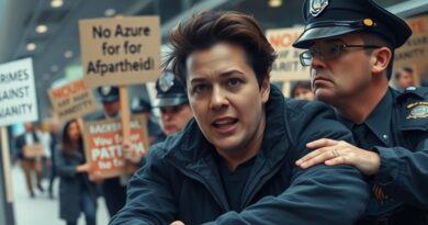 Aresztowanie aktywisty podczas protestu w siedzibie Microsoftu przeciwko umowom z Izraelem.