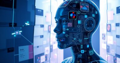 Surrealistyczna wizja: Eteryczna Alexa+ w becie, zacierająca granice obietnicy i niedoskonałości AI.