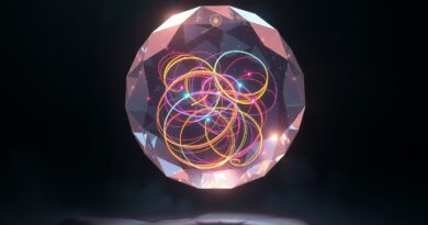 Lśniąca, wieloaspektowa kryształowa kula symbolizująca LLM. Wewnątrz, kolorowe nici światła reprezentują zmieniające się wektory osobowości.