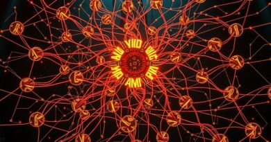 Złożona sieć neuronowa spleciona z ludźmi, symbolizująca debatę o wpływie AI na rynek pracy.