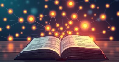 Sieć kodujących węzłów wypływa z otwartej książki z równaniami, symbolizując DeepCode AI przekształcające prace naukowe w kod.