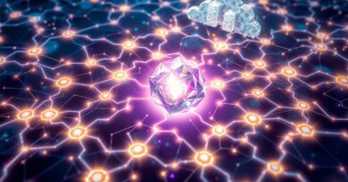 Abstrakcyjna sieć neuronowa symbolizująca rozumowanie AI, z kryształem DeepSeek-R1-0528 w centrum i chmurami dostawców.