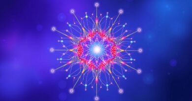 Abstrakcyjna sieć neuronowa w kształcie gwiazdy, symbolizująca innowację i inteligencję, na tle fioletowo-niebieskiego gradientu.