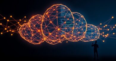 Abstrakcyjna grafika: sieci neuronowe, kod, programista. Nowe narzędzia AI Google Cloud dla developerów.