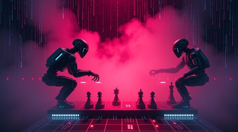 Futurystyczna szachownica AI kontra AI. Cyberwojna: Google Cloud i bezpieczeństwo sztucznej inteligencji.