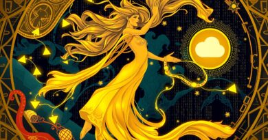 Eteryczna postać Julesa wyłaniająca się z kodu, w stylu art nouveau, z logo GitHub i Google Cloud.