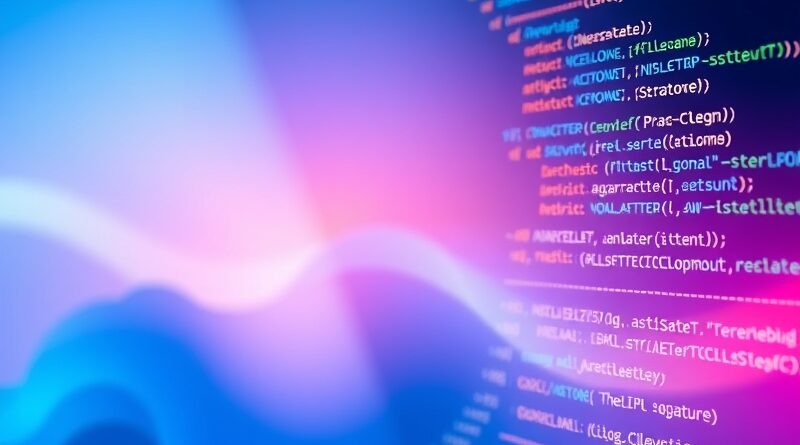 Abstrakcyjne połączenie cyfrowego płótna i kodu, symbolizujące integrację designu z Firebase Studio.