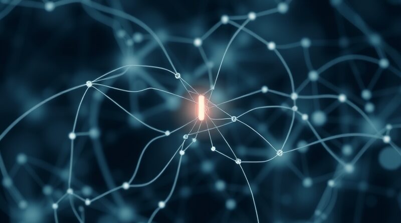 Świecący bit w sieci neuronowej, symbolizuje lukę OneFlip, umożliwiającą atak na AI.