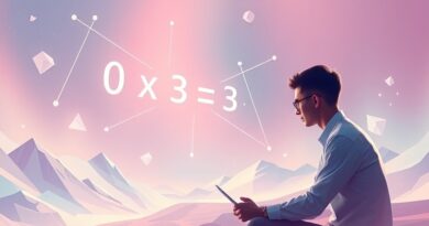 AI tutor prowadzi studenta przez abstrakcyjny, pastelowy krajobraz matematycznych równań, podkreślając innowacyjne podejście MathGPT.