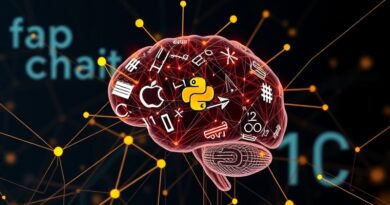 Abstrakcyjny cyfrowy mózg spleciony z matematyką, kodem i siecią połączeń – ilustracja sztucznej inteligencji.