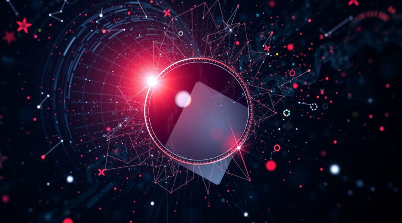 Eteryczny skaner rozpływa się w galaktyce cyfrowego kodu, symbolizując zmierzch Microsoft Lens i nadejście Copilota.