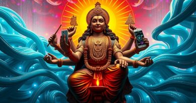 Indyjski bóg technologii: cyfrowa rzeźba symbolizująca sojusz Indii, Google i Meta w AI.