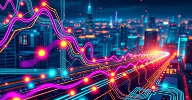 Pulsacyjna płyta obwodów symbolizująca sieć neuronową Mamba-Transformer; innowacyjność, transparentność danych, potencjał AI.