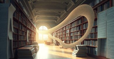 Eteryczna biblioteka, książki przemieniające się w kod, tworzące dokument Markdown. Cyfryzacja z NuMarkdown-8B-Thinking.