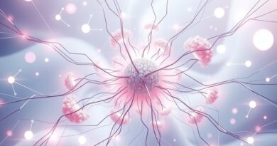 Abstrakcyjna ilustracja sieci neuronowych i strumieni kodu, przypominająca kwiat, symbolizująca AI w DevOps.
