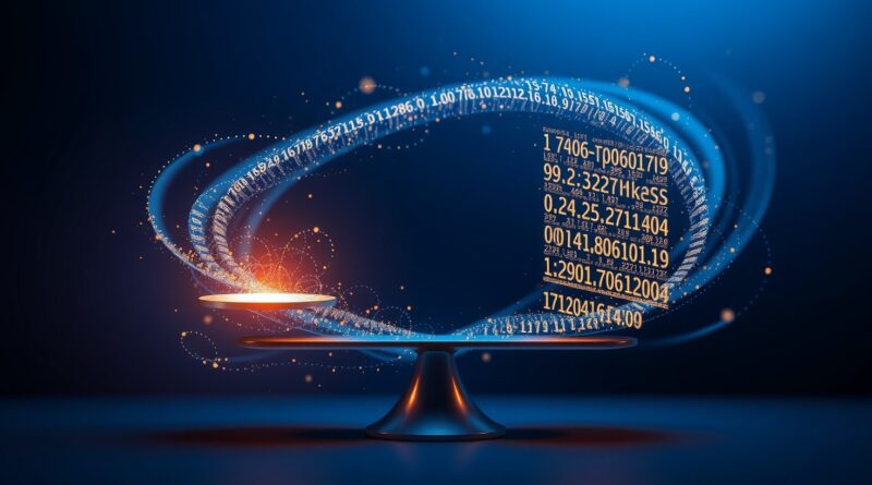 Abstrakcyjny wir danych tworzący wagę: efektywność kosztowa kontra drogie, nieefektywne struktury danych w AI.