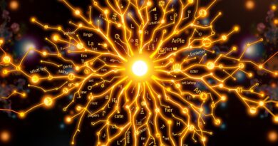 Złożona, złota sieć neuronowa symbolizuje wielomodalne rozumowanie VL-Cogito, integrujące dane w dynamicznej, inteligentnej analizie.