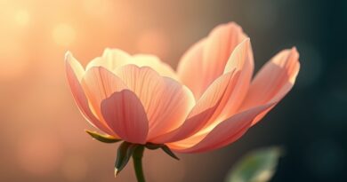 Eteryczny głos z kwiatu, pastelowe barwy. AI wspiera komunikację i rozwój osobisty.