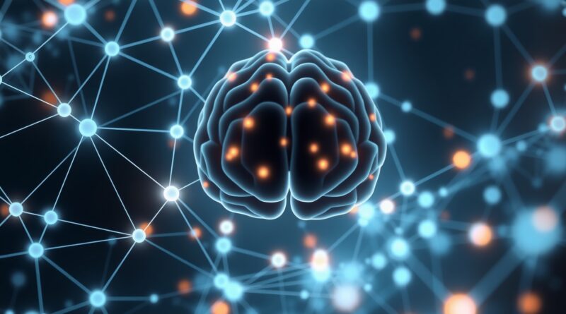 Abstrakcyjna sieć węzłów AI, symbolizująca inteligentną integrację grupowych rozmów w Continua.