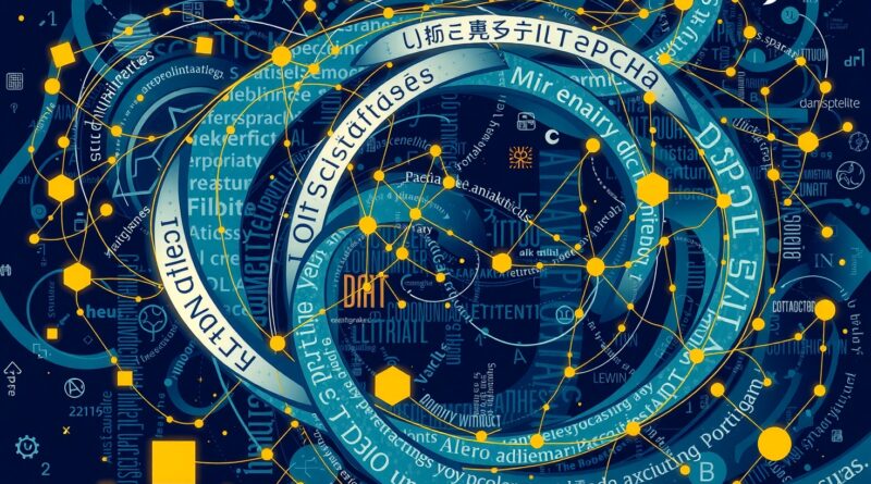 Abstrakcja sieci neuronowej z wielojęzycznym tekstem, symbolizująca wszechstronność dots.ocr w przetwarzaniu dokumentów.