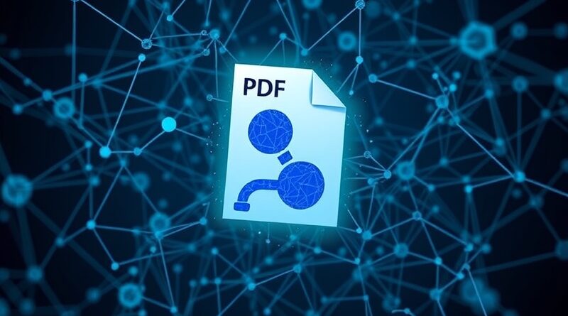 Logo Notion subtelnie infiltrowane złośliwym PDF-em w scenerii sieci neuronowych symbolizuje wyciek danych.