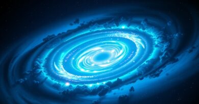 Kosmiczna nebula w barwach Europy, symbolizująca moc Jupitera i ambicje AI w Europie.