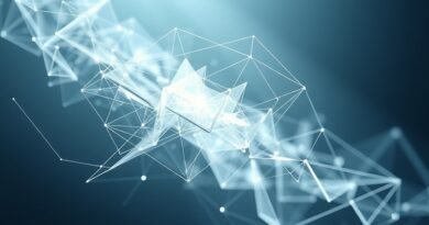 Abstrakcyjna, cyfrowa struktura z warstw, symbolizująca ocenę modeli językowych narzędziem Stax od Google AI.