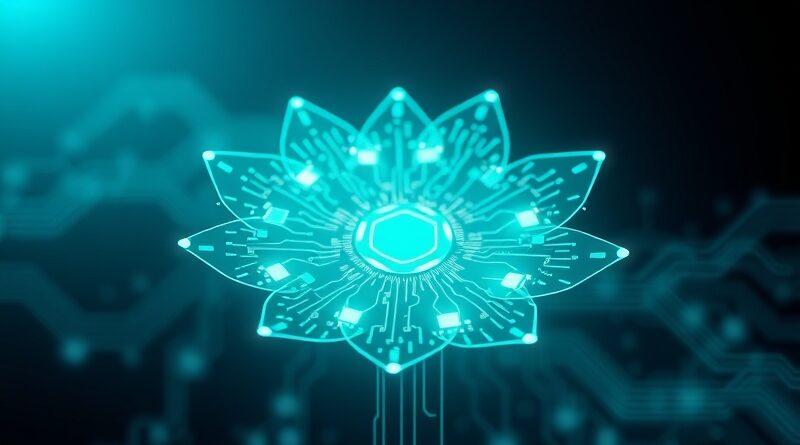 Kwitnąca płytka drukowana symbolizuje otwartość i innowacje w sztucznej inteligencji Huawei.