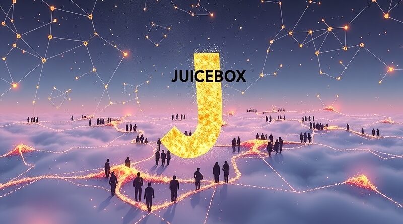 Futurystyczna ilustracja Juicebox: LLM łączy konstelacje talentów, innowacja w rekrutacji, finansowanie Sequoia.
